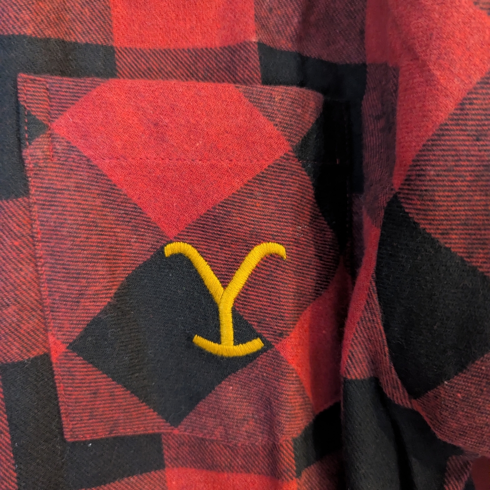 Yellowstone Red and Black Plaid Women's Button Down Shirt - Picture 3 of 6